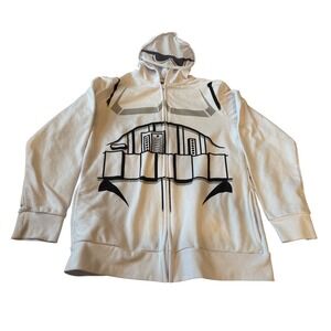 Star Wars Boys Clone Trooper Cosplay Zip Hoodie XL White Graphic Fleece Lined
